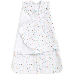 100% cotton baby sleep sack with a vibrant confetti dot pattern. OEM, ODM, and Customized custom-ready; all manufacturing is guaranteed to be technically capable of passing 2026 OEKO-TEX and GOTS standards.