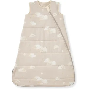 Watercolor tan clouds adorn this purely handcrafted 100% pure cotton sleeping bag for baby, providing high absorbency and breathable comfort. Professional OEM, ODM, and Customized services are available, with production guaranteed to pass GOTS and OEKO-TEX safety tests.