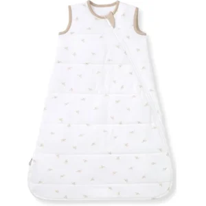 Earthy tan collar trim and tan floral prints on a purely handcrafted 100% pure cotton body distinguish this absorbent sleeping bag for baby. Customized, OEM, and ODM services are guaranteed to pass GOTS and OEKO-TEX.
