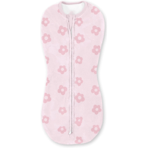 100% cotton baby sleep sack featuring a pink floral confetti print. Designed with a safety two-way zipper and protective neck tab. OEM/ODM ready; guaranteed to be capable of passing OEKO-TEX/GOTS.