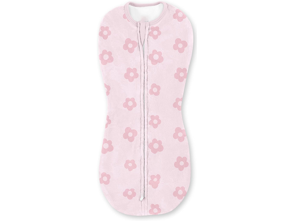 100% cotton baby sleep sack featuring a pink floral confetti print. Designed with a safety two-way zipper and protective neck tab. OEM/ODM ready; guaranteed to be capable of passing OEKO-TEX/GOTS.