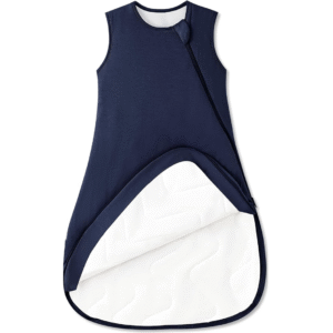 Deep Midnight Navy provides a bold aesthetic appeal for this purely handcrafted 100% cotton sleeping bag for baby. We offer OEM, ODM, and Customized B2B support, guaranteed to pass GOTS and OEKO-TEX.