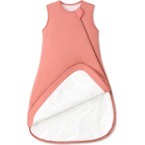 Warm Coral Rose tones define a purely handcrafted 100% cotton sleeping bag for baby, emphasizing comfort and softness. OEM, ODM, and Customized services are available, guaranteed to pass GOTS and OEKO-TEX.