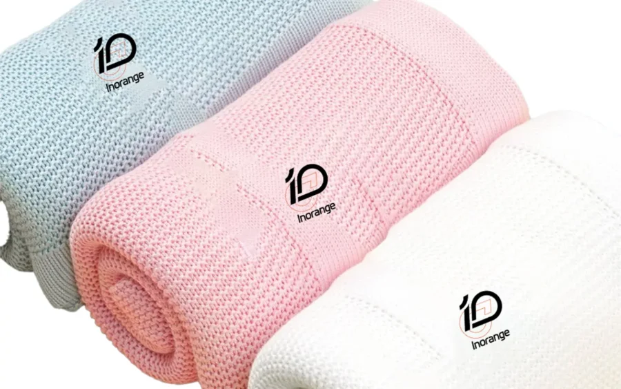 100% cotton blanket for baby collection in Cream, Sky Blue, and Petal Pink. Purely handmade with a cellular knit structure for high absorbency and breathability. OEM/ODM custom-ready; guaranteed to be capable of passing OEKO-TEX/GOTS.