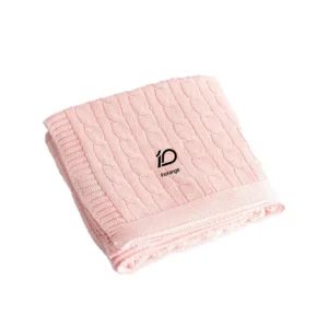 Classic pink blanket for baby featuring a purely handmade cable knit. 100% cotton ensures high absorbency and breathability. OEM/ODM ready; guaranteed to be capable of passing OEKO-TEX/GOTS.