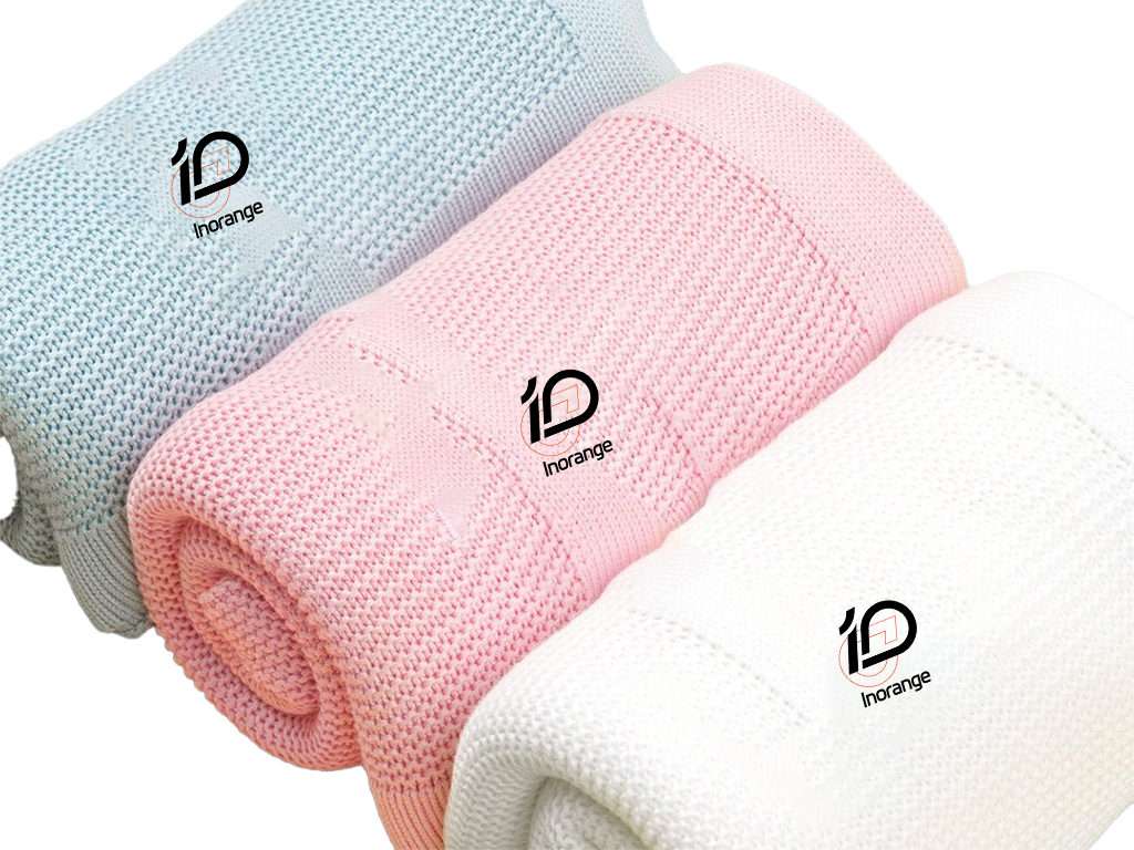 100% cotton blanket for baby collection in Cream, Sky Blue, and Petal Pink. Purely handmade with a cellular knit structure for high absorbency and breathability. OEM/ODM custom-ready; guaranteed to be capable of passing OEKO-TEX/GOTS.