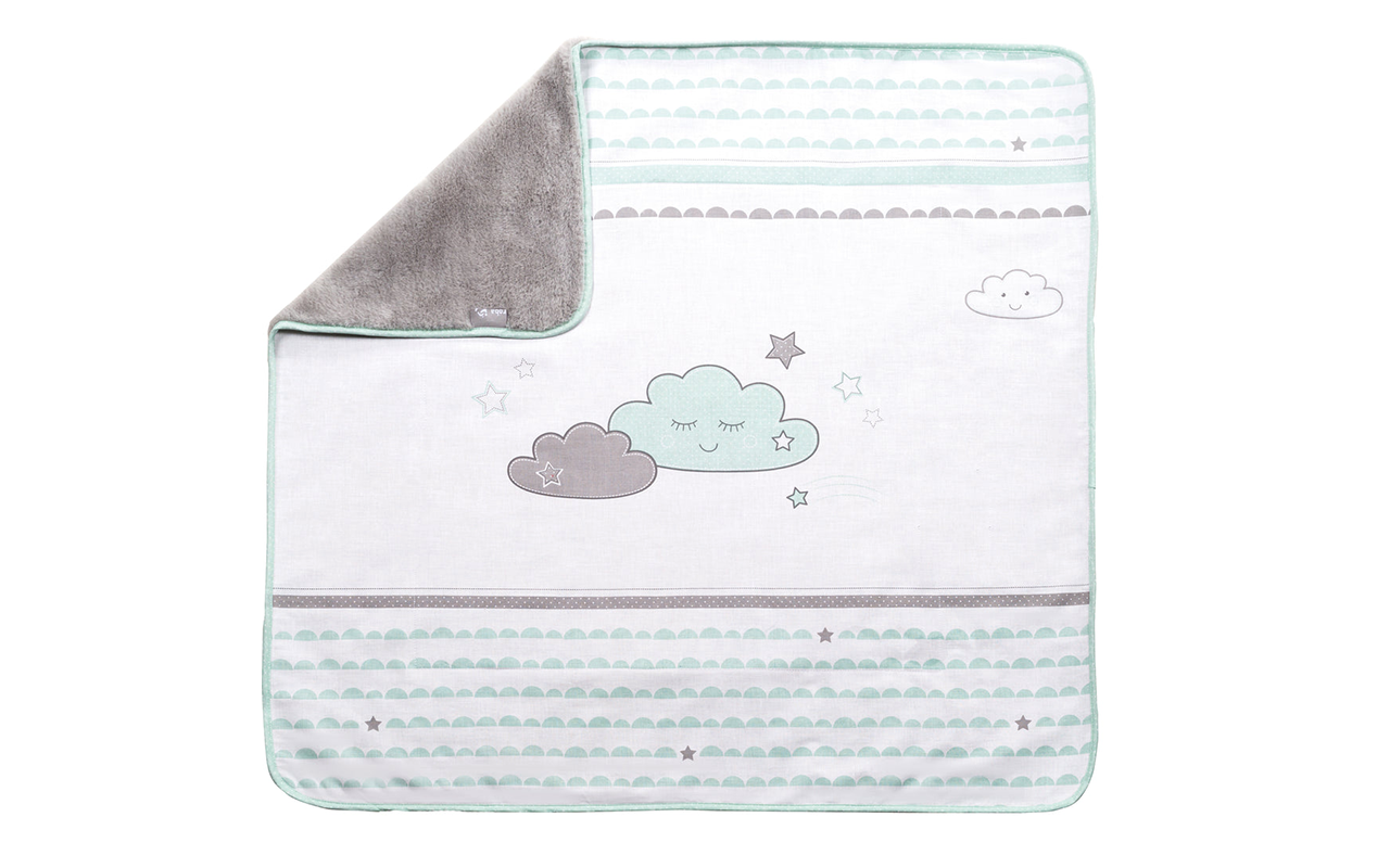 2-Sided Baby Blanket: 1x Super Soft, Warm & Fluffy, 1x 100% Cotton-'Happy Cloud'