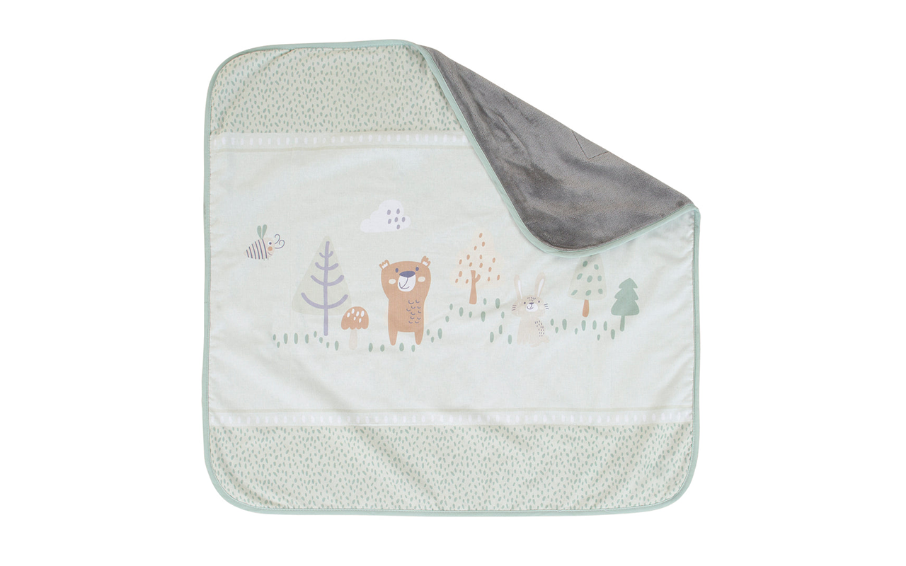 2-Sided Baby Blanket: 1x Super Soft, Warm & Fluffy, 1x 100% Cotton-'Woodland Buddies'