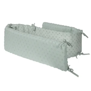 This Sage Green baby bumper provides cushioned support through a quilted 100% organic cotton dot matrix texture. Guaranteed technically capable of passing OEKO-TEX and GOTS standards; integrated OEM, ODM, and Customized branding.