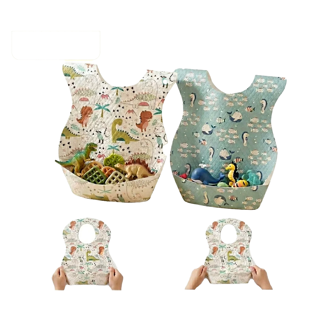 This dual-pattern collection of bibs for baby features two distinct themes: prehistoric dinosaurs and deep-sea life. Handmade from 100% pure cotton, these 3-layer absorbent bibs are soft and breathable. As a B2B factory, we ensure our products can meet OEKO-TEX and GOTS standards. Ideal for OEM/ODM. Low MOQ.