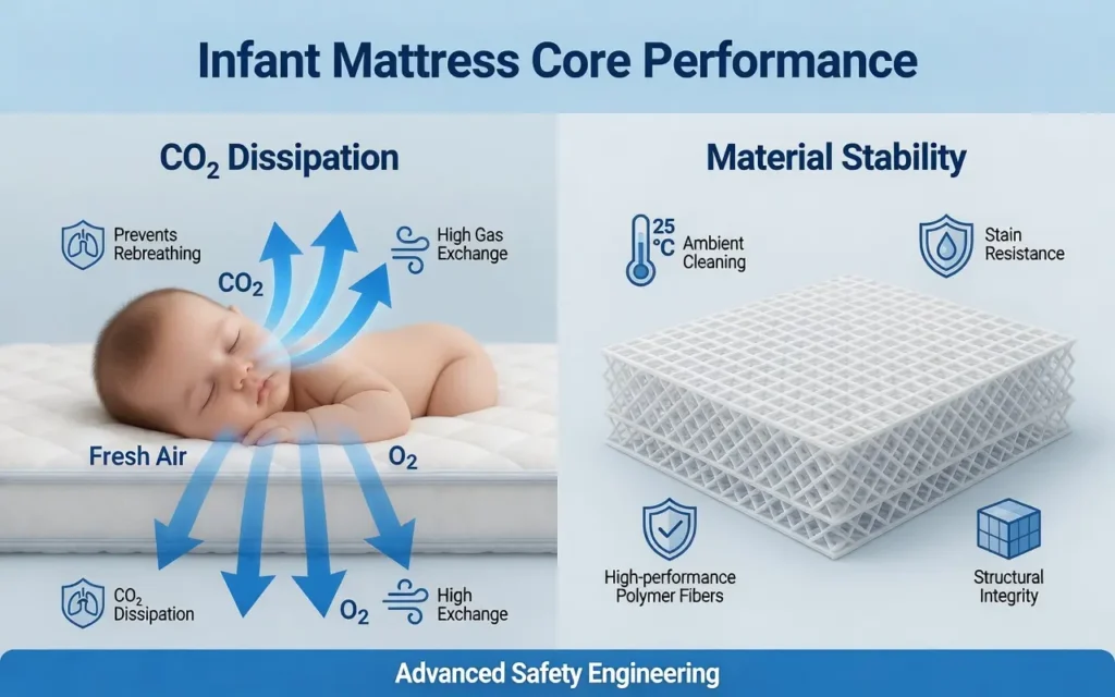 Our safety engineering balances CO2 dissipation with material stability. High-performance polymer fibers ensure long-term structural integrity, respiratory safety, and stain resistance.