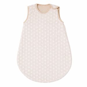OEM, ODM, and Customized projects for this ivory pearl-textured sleeping bag for baby prioritize silky-soft comfort and high absorbency. Production is guaranteed to pass GOTS and OEKO-TEX Standard 100 requirements through our purely handcrafted process.