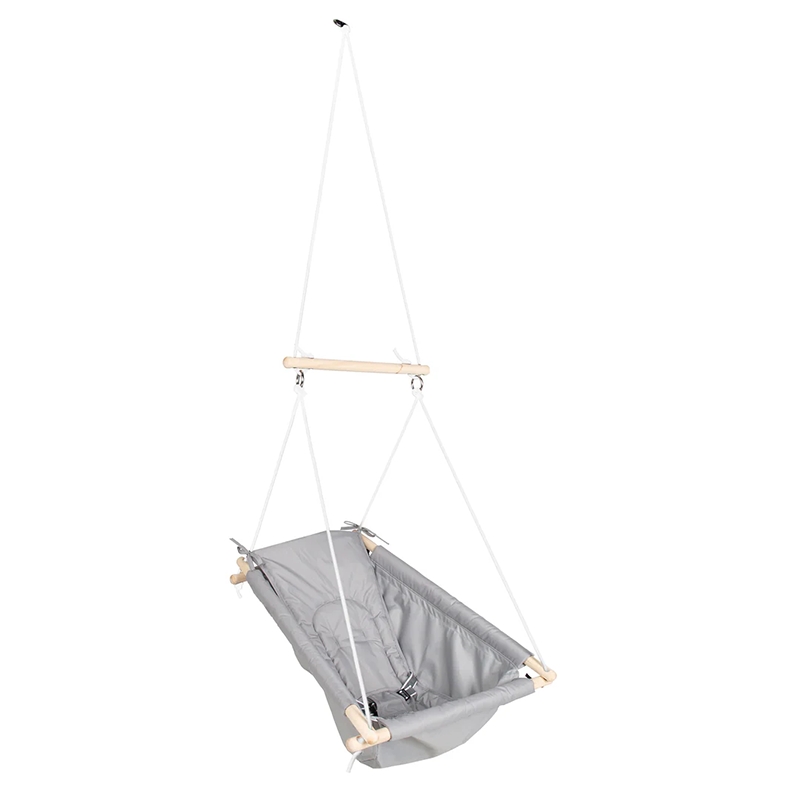 This 2-in-1 hanging swing seat features an ergonomic, multi-stage convertible design that transitions from a cozy cradle to a toddler chair. Crafted with an adjustable height rope system, it is ideal for indoor and outdoor nursery use.