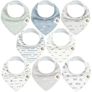 Our Baby Bandana Bibs – Premium 100% Cotton (pattern) feature an ultra-absorbent multi-layered structure with a non-irritating, cloud-soft knit surface that directly safeguards sensitive infant skin from wetness, backed by our factory's full OEM/ODM customization services to print adorable, bespoke graphics and custom brand patterns.