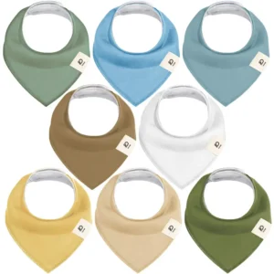 Individual bibs in Sage green, Sky blue, Dusty aqua, Sand, Off-white, Pale yellow, Beige, and Olive green offer purely handcrafted 100% cotton softness. Expert OEM, ODM, and Customized support is guaranteed to pass GOTS and OEKO-TEX benchmarks.