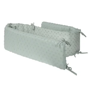 This Sage Green baby bumper provides cushioned support through a quilted 100% organic cotton dot matrix texture. Guaranteed technically capable of passing OEKO-TEX and GOTS standards; integrated OEM, ODM, and Customized branding.