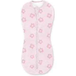 100% cotton baby sleep sack featuring a pink floral confetti print. Designed with a safety two-way zipper and protective neck tab. OEM/ODM ready; guaranteed to be capable of passing OEKO-TEX/GOTS.