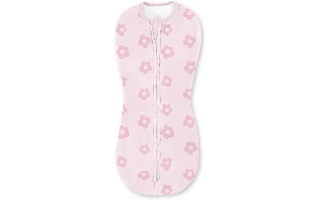 100% cotton baby sleep sack featuring a pink floral confetti print. Designed with a safety two-way zipper and protective neck tab. OEM/ODM ready; guaranteed to be capable of passing OEKO-TEX/GOTS.