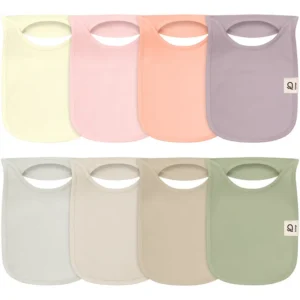 Available colors are Butter, Baby Pink, Peach, Lavender, Off-White, Ash Grey, Camel, and Sage. Purely handcrafted 100% cotton best baby bibs ensure high absorbency and dynamic breathability. Global B2B partners receive OEM, ODM, and Customized support, with all units guaranteed to pass GOTS and OEKO-TEX.