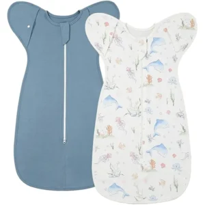 Our marine-themed baby sleep sack, adorned with dolphins and coral, is crafted for maximum breathability and absorbency. We offer professional OEM, ODM, and customized manufacturing, ensuring every unit is guaranteed for GOTS and OEKO-TEX standards.