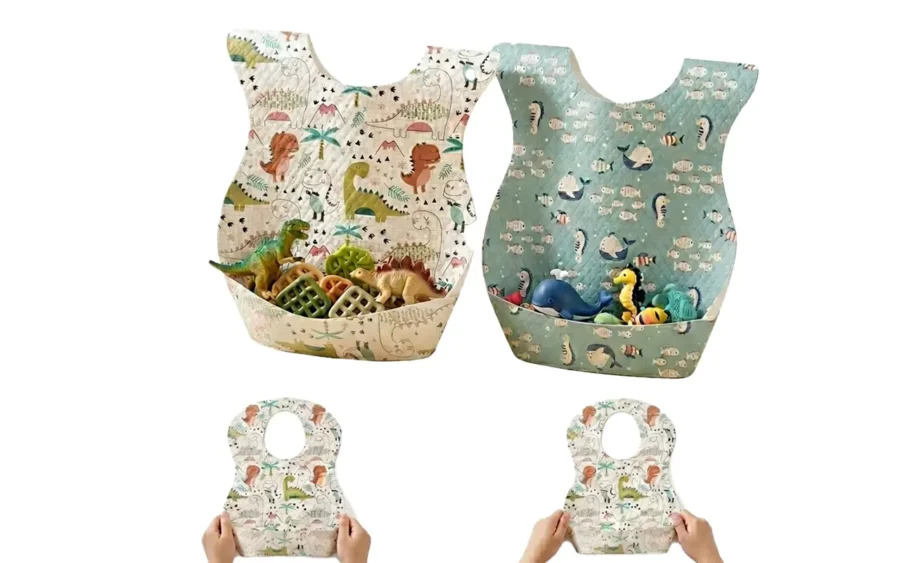 Our Premium Disposable Baby Bibs with Adjustable Fastener (Unisex) line features both marine and prehistoric print selections. Our single-pouch packaging cleanly protects our printed blue whale graphics alongside our roaring dinosaur themed inventory.