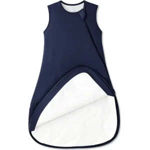 Deep Midnight Navy provides a bold aesthetic appeal for this purely handcrafted 100% cotton sleeping bag for baby. We offer OEM, ODM, and Customized B2B support, guaranteed to pass GOTS and OEKO-TEX.