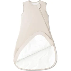 Warm Taupe tones define a minimalist, purely handcrafted sleeping bag for baby emphasizing 100% cotton softness and high absorbency. Professional OEM, ODM, and Customized services come with a guarantee to pass GOTS and OEKO-TEX certifications.