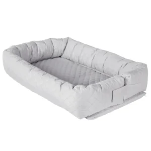 This Slate Grey baby lounger features a quilted 100% cotton surface for cushioned support. Guaranteed capable of passing 2026 OEKO-TEX/GOTS audits; full OEM, ODM, and Customized support available.
