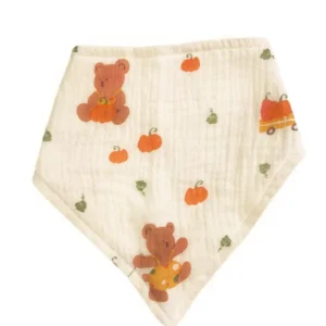 Full-view display revealing the multi-layer structure and complete Harvest Joy design composition. Enhanced absorbency through layered construction. Premium Chinese baby textile factory offering OEM/ODM customization for bibs for baby.