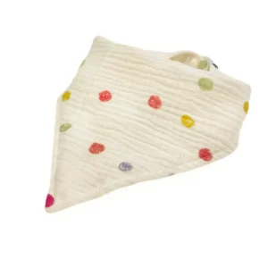 Three-dimensional view showcasing the plush softness and cloud-like texture of polka dot baby bibs. Premium muslin construction provides exceptional comfort. Professional OEM/ODM factory for custom bibs for baby solutions.