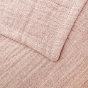 Muslin square cloth edge stitching detail display showing refined uniform binding. Stitching firm durable. We provide OEM customization supporting edge technique, stitching specifications, and durability comprehensive customization services.