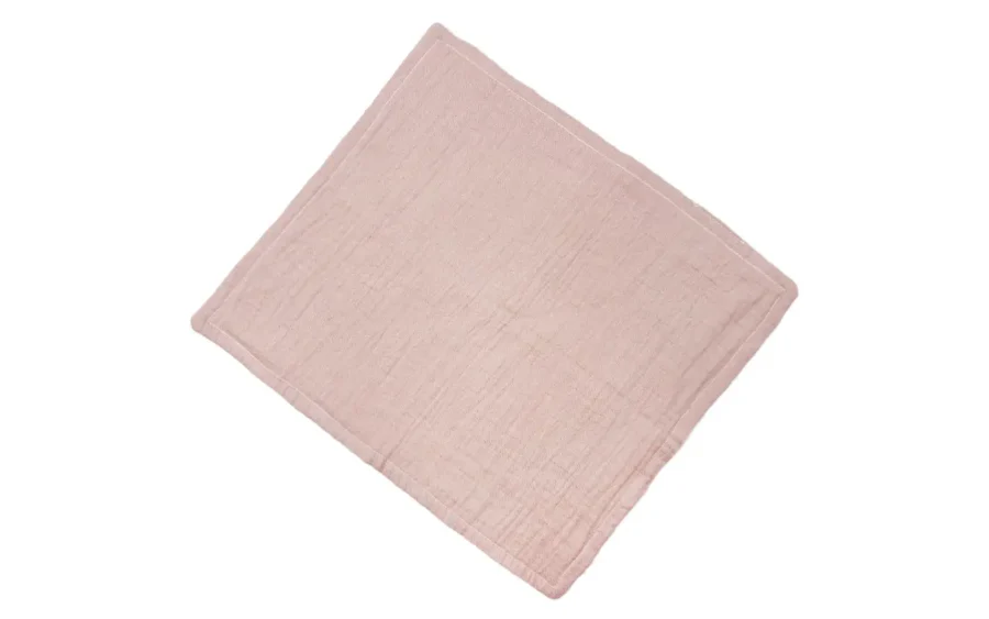 100% muslin cotton square cloth laid-flat display showcasing warm elegant dusty rose color. Square specifications standard. We provide OEM customization supporting size specifications, color customization, and technique design comprehensive customization services.