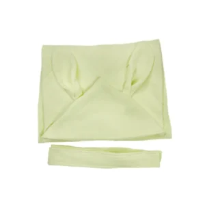 Binding strap detail showcasing the functional design and premium construction quality. Soft, adjustable strap ensures secure fastening. Professional OEM/ODM services from Chinese textile factory for custom hooded baby towel manufacturing.