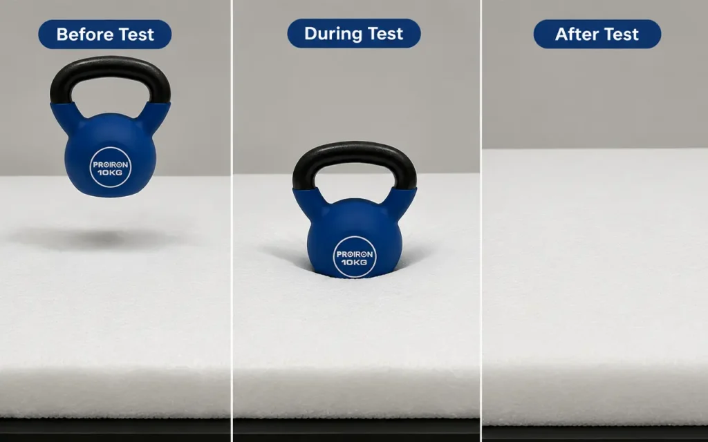 Baby product durability testing display with continuous 10kg weight pressure testing. Before-and-after comparison verifies product strength. We provide OEM customization supporting load-bearing testing, durability assessment, and strength certification comprehensive services.