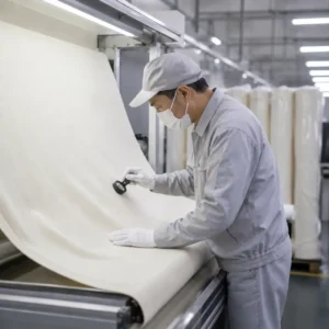 Our incoming raw material quality screening involves rigorous manual inspection under optimized lighting to detect yarn inconsistencies or weave defects early. As a dedicated baby textile factory in China, we examine every fabric roll before production to guarantee premium tactile comfort and uniform structural safety across all our wholesale bedding lines.