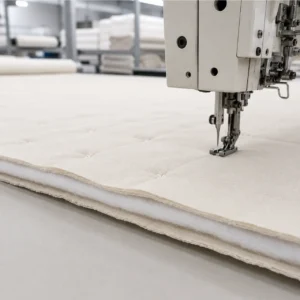 Our automated quilting machinery executes full-panel or spot stitching patterns to securely stabilize thick three-layer quilted cotton structures. As a quality-driven baby textile factory in China, we ensure the inner fiber fill remains perfectly distributed and clump-free over long-term usage.