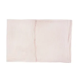 Premium infant muslin cotton pillowcase back view features 100% pure cotton material with soft elegant blush pink coloring. Single-layer gauze weave design clearly displays fabric texture without pillow core. We provide professional OEM customization supporting color selection, size specifications, and technique optimization multi-dimensional customization options.