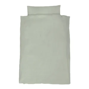 Muslin cotton two-piece set (pillowcase+duvet cover) with pillow and quilt core display showcases warm coordinated sage green. Complete set displays plump full product appearance. We provide professional OEM customization supporting set matching, size optimization, and comprehensive customization services.