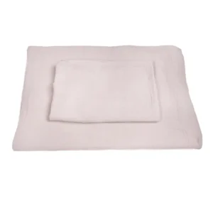 Muslin cotton soft blush pink two-piece set display without pillow and quilt cores showcases flat regular product shape. Pillowcase and duvet cover perfectly match demonstrating high-quality design. We provide professional OEM customization supporting set size, technique optimization, and custom combination comprehensive services.