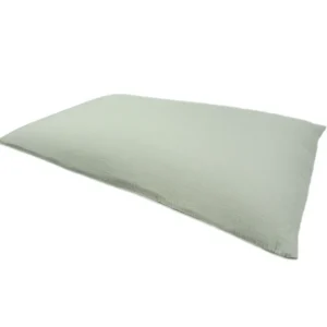 Muslin cotton pillowcase side view showcases plump full form with soft sage green pure cotton fabric displaying gentle luster. Lightweight breathable weave structure ensures baby comfortable sleep. We provide professional OEM customization solutions supporting pillowcase thickness, density, and technique design comprehensive customization options.