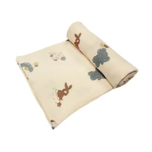Twin-rolled Forest Friends muslin cotton blanket showcases generous size and remarkable versatility. Premium 100% muslin with charming woodland animal print. Lightweight, durable, perfect for multiple uses. OEM/ODM wholesale from Chinese B2B textile factory.