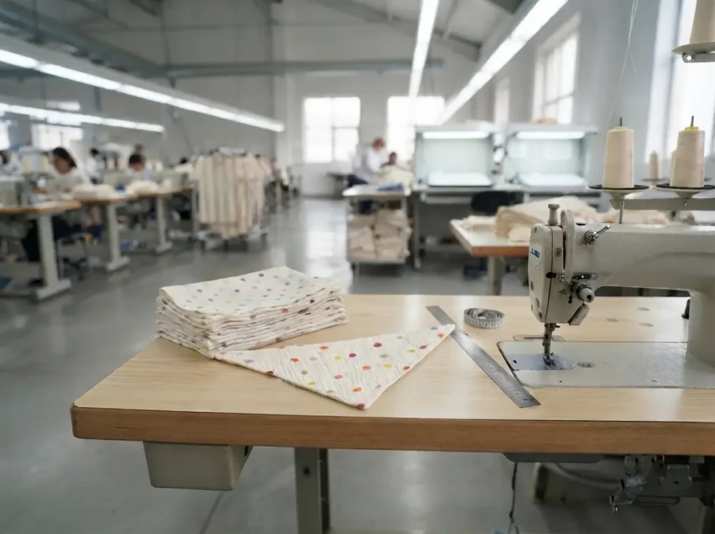 Our advanced Chinese baby textile manufacturing facility showcases state-of-the-art production capabilities for baby bibs. The spacious factory is equipped with professional sewing machines and modern equipment, staffed by skilled workers executing precision stitching operations. Every bib undergoes rigorous quality control ensuring safety and comfort. As a reliable OEM/ODM manufacturer, we provide comprehensive custom production solutions for international baby product brands worldwide.