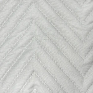 Contemporary 100% polyester baby seat cushion with modern chevron pattern. Stylish design combining durability and comfort. Easy-care fabric with excellent shape retention. OEM/ODM customization from professional Chinese B2B baby textile factory.