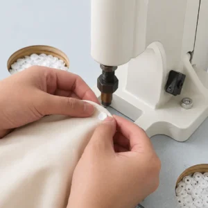 Our meticulous snap button installation utilizes heavy-duty machinery to embed high-tensile shoulder buckles securely into the reinforced fabric margins. Operating as a high-end baby textile factory in China, we execute these precise physical processing techniques to guarantee sufficient pull strength and complete detachment safety across global wholesale shipments.
