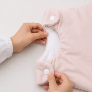 Manual snap button re-inspection evaluates the opening and closing strength of fasteners to ensure they meet international high standards. As a quality-focused baby textile factory in China, our quality control team tests every closure point to guarantee physical pull durability and infant safety.