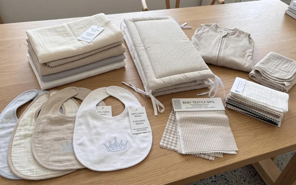 We develop custom baby bibs, blankets, sleep sacks, bedding and fabric options for private label brands. Our Hangzhou OEM/ODM baby textile factory draws on 40+ years of product development experience.