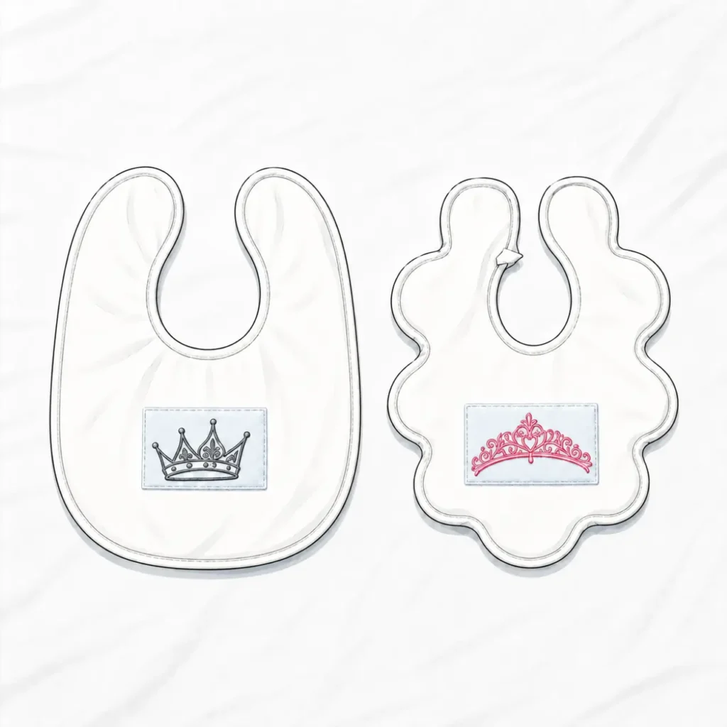 We deliver finished samples representing complete design-to-production success. Our white flower-petal bibs demonstrate sewing excellence, design optimization, and quality control resulting in perfect products ready for customer evaluation and approval.