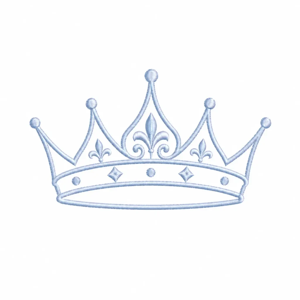 We produce embroidery artwork that exceeds international quality standards. Our blue crown design demonstrates the precision, color accuracy, and refined detail work our Hangzhou factory delivers. This is the caliber of craftsmanship we guarantee for every OEM/ODM project.