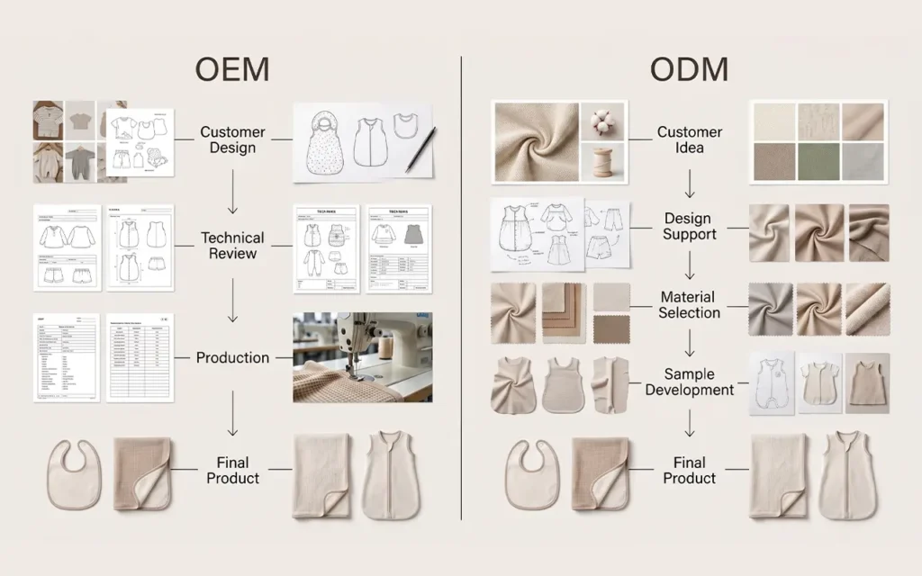 Our OEM and ODM baby textile services turn buyer designs or early ideas into custom baby products. As a baby textile factory in Hangzhou, China, with 40+ years of experience, we support global brands.