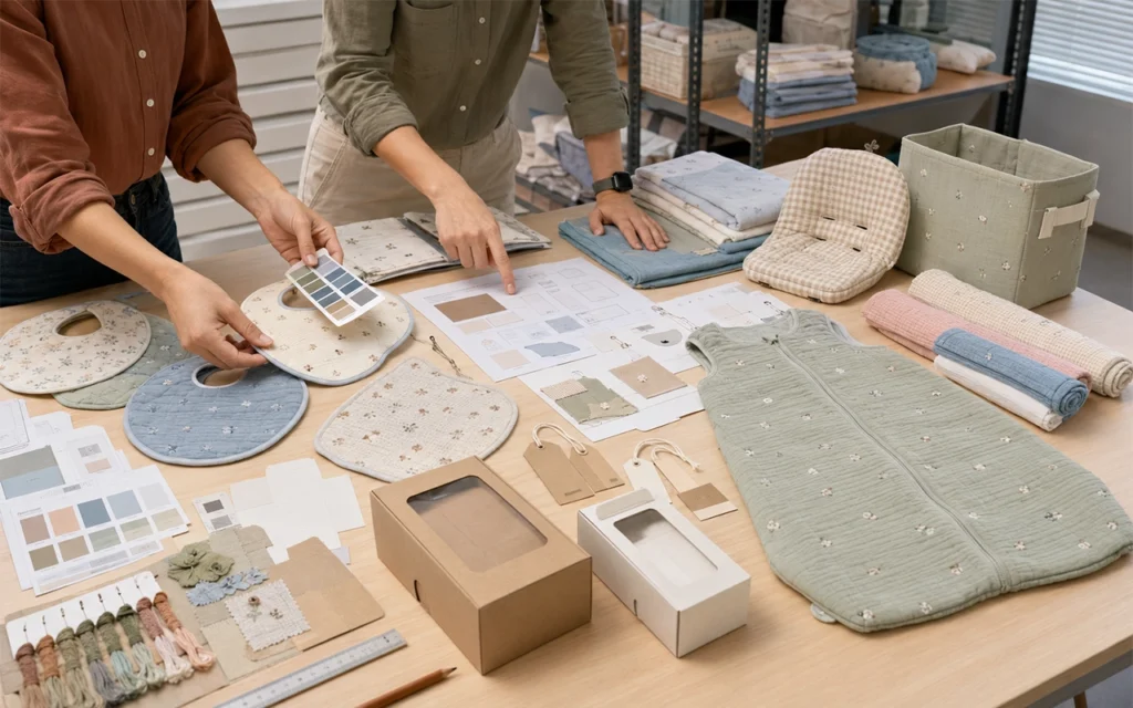 We develop private label baby products with custom fabrics, colors, packaging, bibs and sleep sacks. Our Hangzhou, China baby textile factory offers OEM/ODM solutions backed by 40+ years of expertise.